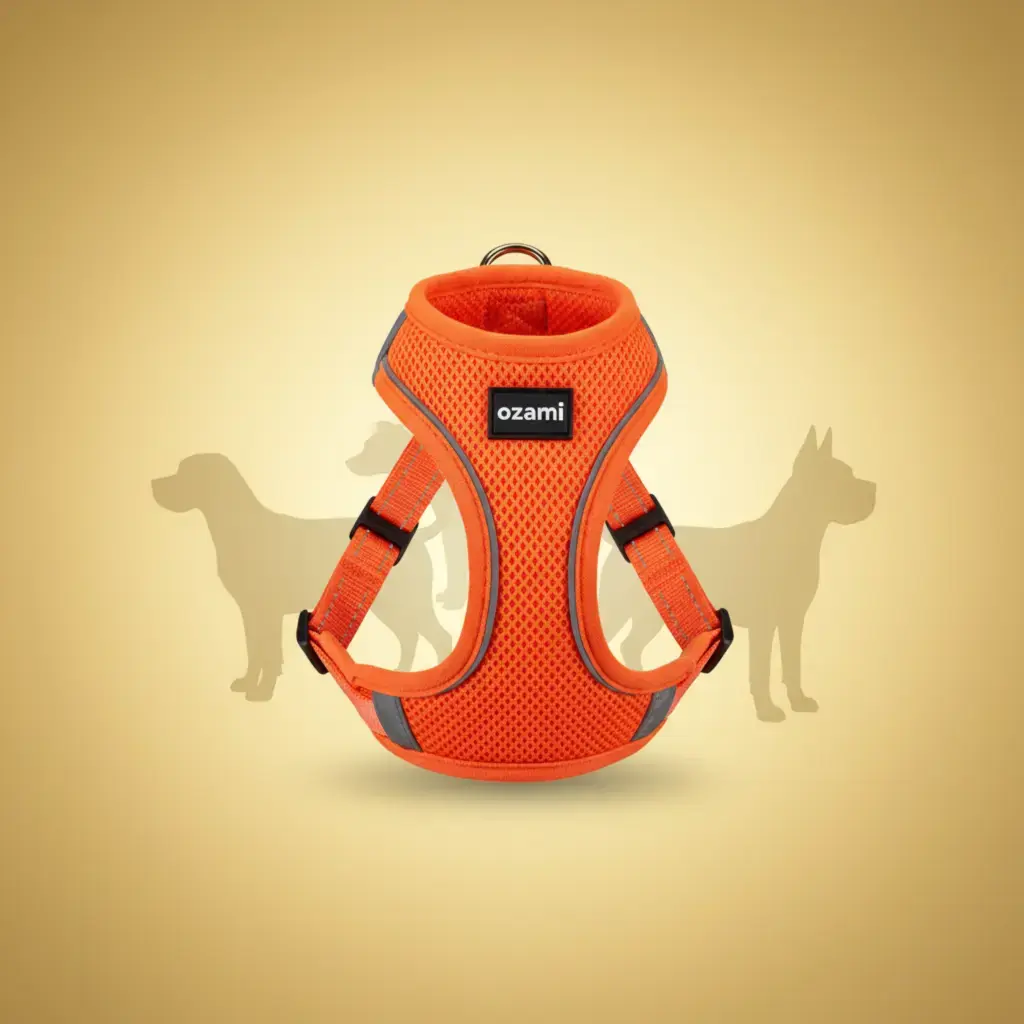 Ozami Air-Mesh step-in-hundesele med reflekslinjer