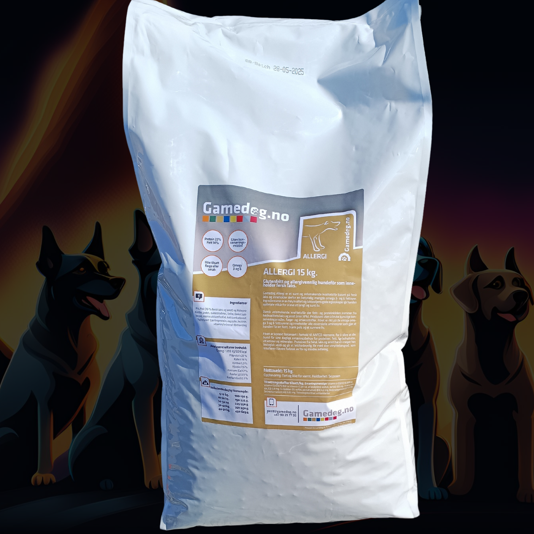 Pose med Gamedog Allergi glutenfritt hundefôr