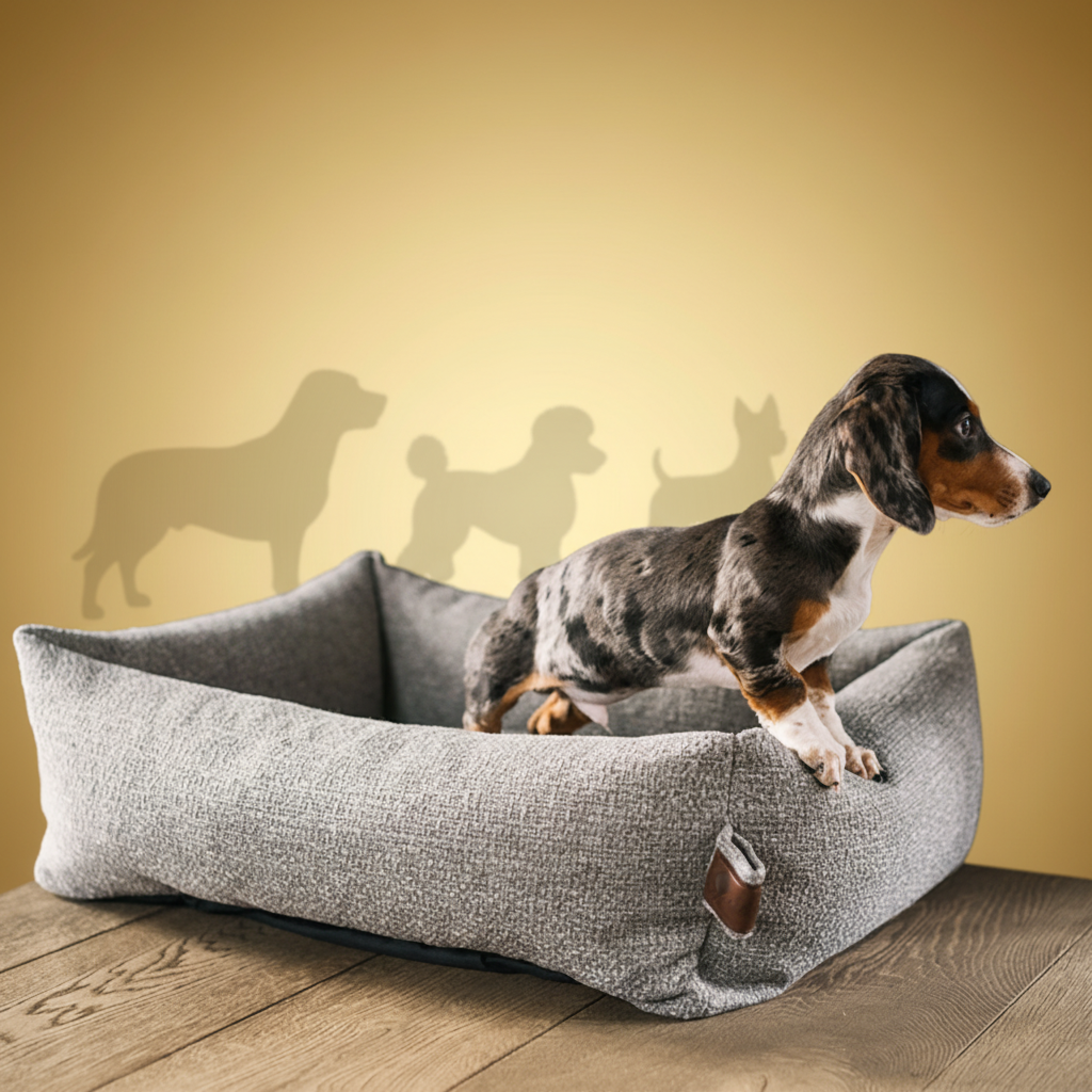 Grå Fantail Basket Snug hundeseng med fire sider