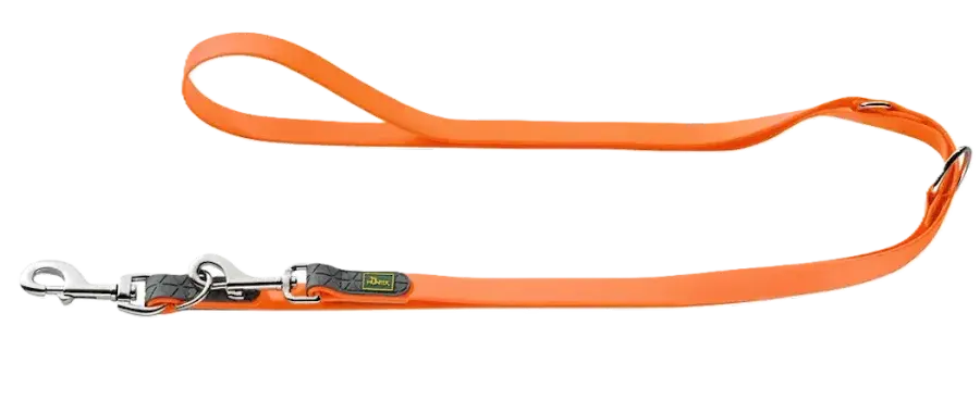 Neonoransje HUNTER T-Leash Convenience hundebånd med to karabinkroker og justeringsringer