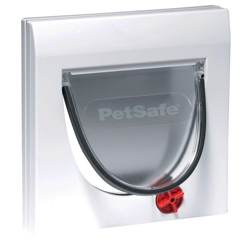Hvit PetSafe Staywell Classic katteluke med gjennomsiktig klaff