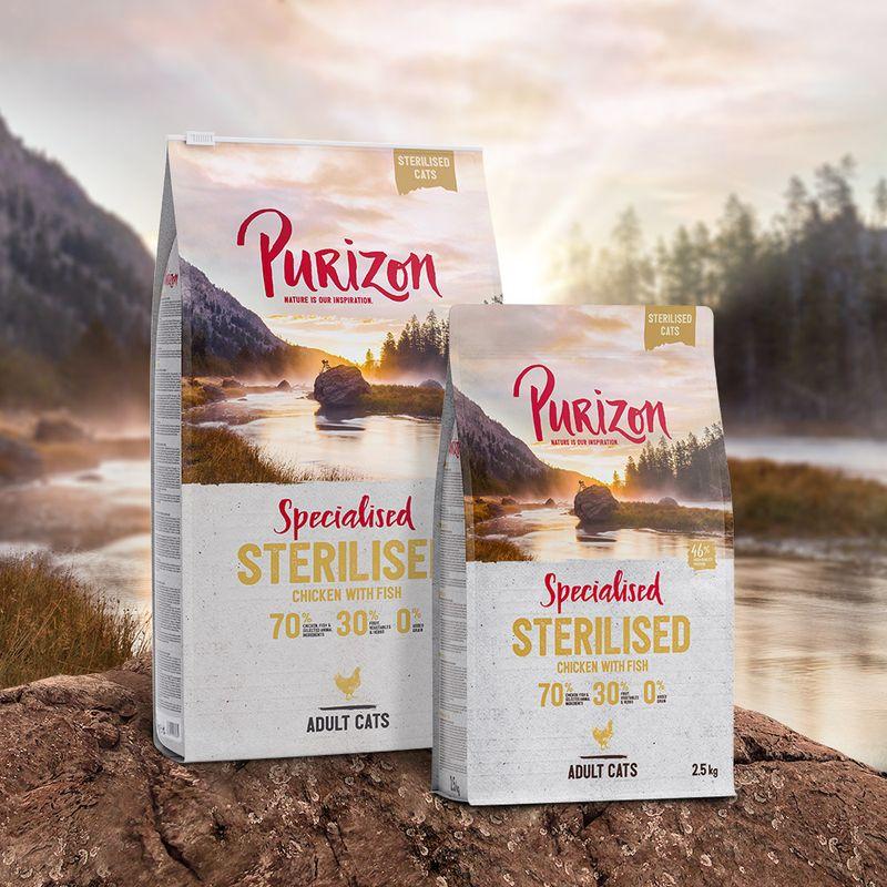 Pose med Purizon Sterilised Adult tørrfôr med kylling og fisk